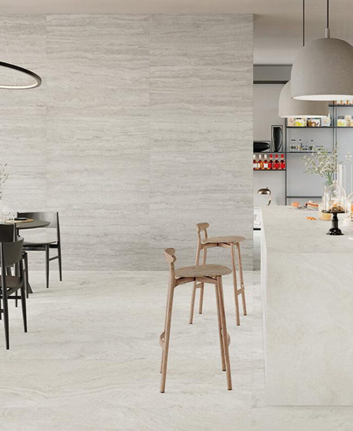 PORCELANATO WHITE TRAVERTINE VEINCUT MATE